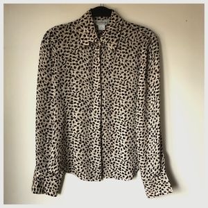***HOST PICK***Brooks Bros 100% Silk Blouse Cheetah Print Size 2